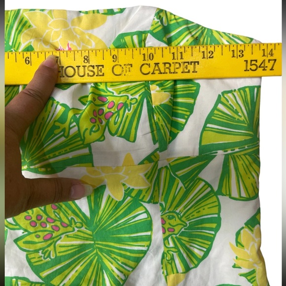 Lilly Pulitzer Strapless Franco Mini Dress Prep Green Leaves Frogs Size 2 EUC - Picture 11 of 11